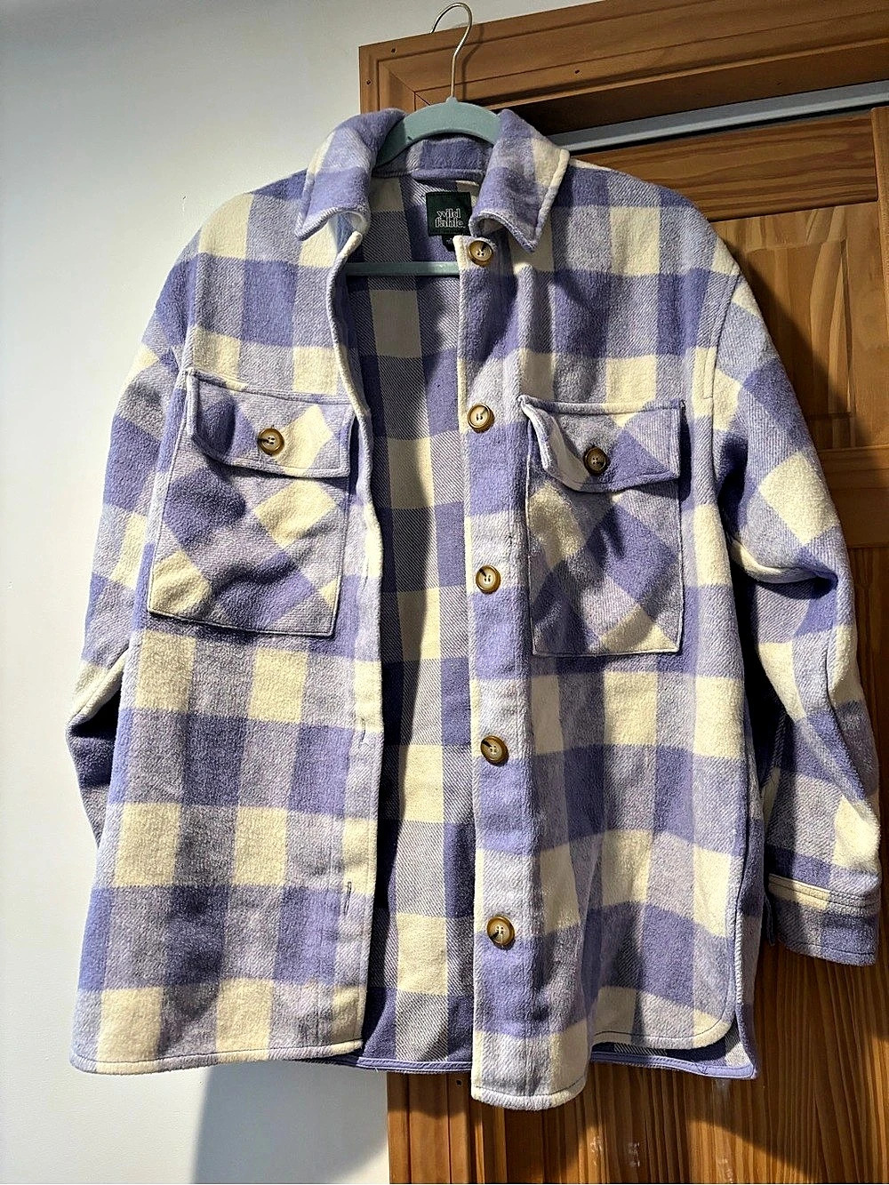 Wild Fable Plaid Flannel Shacket in Purple & Cream Size XS